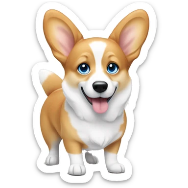 tan and white corgi with icey blue eyes and pointy ears sticker