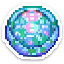 Change the scene to daytime with a bright sky, keeping the pixel art style and snowy background. sticker