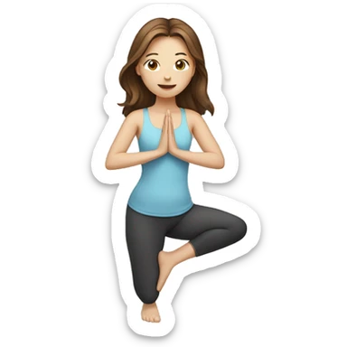 Girl doing yoga with brown hair and white skin  sticker