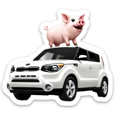 Pig running into 2024 white kia soul sticker