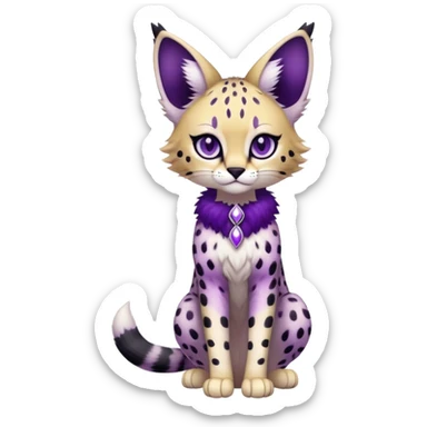 Kawaii Cute Edgy Black Purple White ethereal Serval-Fionbri-Vernid full body sticker