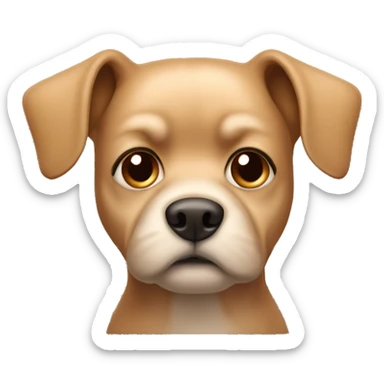 Small light brown dog with small pointy ears that looks grumpy sticker