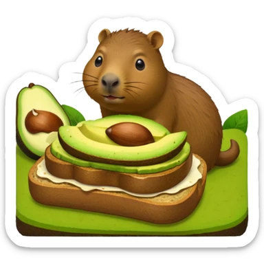 Capybara eating avocado toastc sticker
