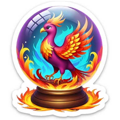 A phoenix inside a transparent crystal ball sticker