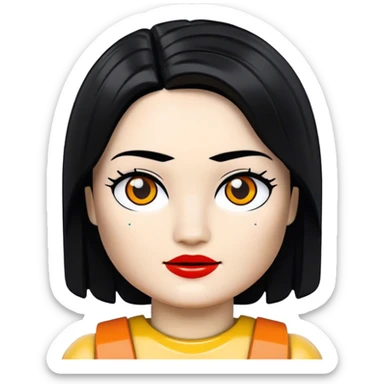 Chica con pelo negro y lego y blanca su piel sticker