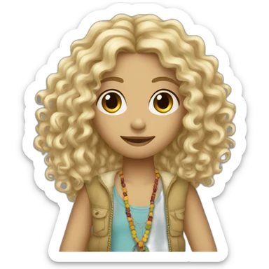 Curly blonde hippie skinny sticker