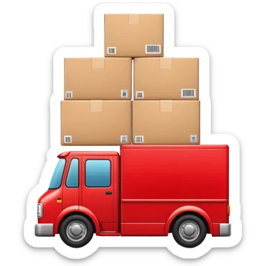 red delivery truck with packages sticker