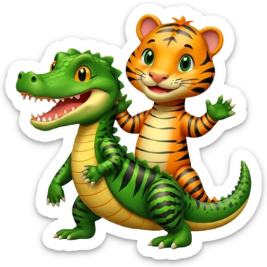 Alligator qui danse avec un tigre  sticker