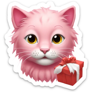 A pink kitty wishing a lion Merry Christmas Eve sticker