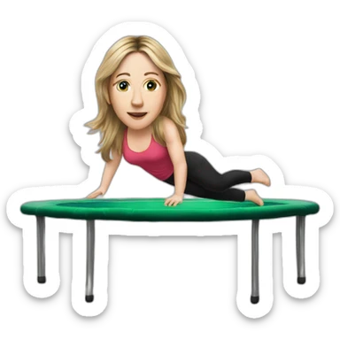 Victoria Coren-Mitchell on a trampoline with the Real IRA sticker