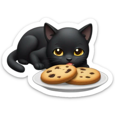 Black Cat eating a cookie sticker