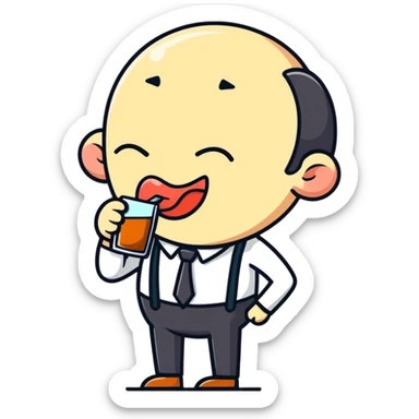 Drunk man with tongue drooling sticker