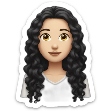 White Girl with long curly black hair sticker