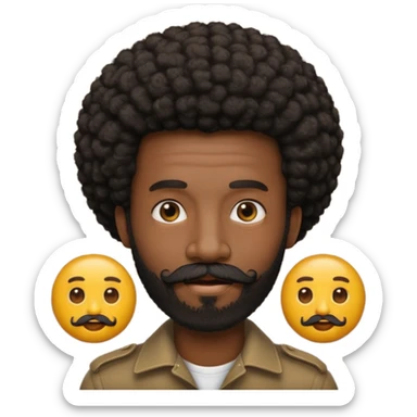 black afro guy with beard and mustache emoji sticker