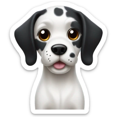White Dog with black patches covering eyes and standing up ears sticker