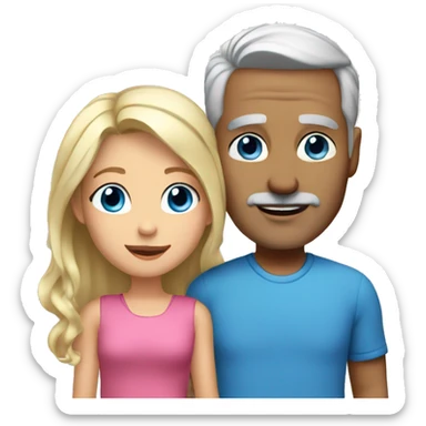 dad grey hair blue eyes and blonde daughter blue eyes sticker