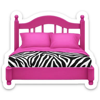 bed with hot pink and zebra print sheets sticker