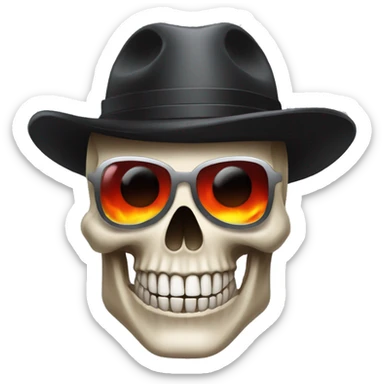 Skull face with cig and mafia hat and fire eyes  sticker