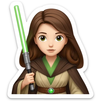 Ios 18 starwars theme ( jedi, robots etc..) long brown hair lady with lightaber green or red. Every one is alone. Not all in one emoji sticker