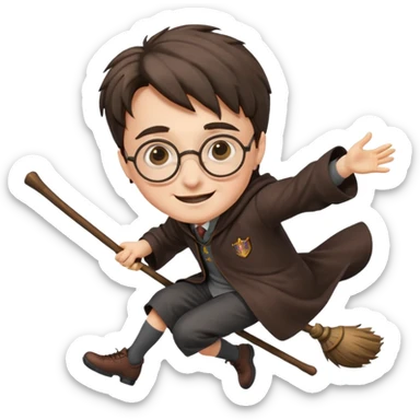 Harry potter flying on a broomstick sticker
