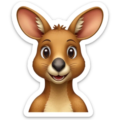Cinematic Realistic Comical Kangaroo Portrait Emoji, Head tilted dramatically with an exaggeratedly amused expression, featuring a striking, richly textured tawny coat with bold natural markings and wide, expressive eyes full of playful disbelief, rendered with lifelike precision and dynamic natural light, high shine, dramatic yet playful, styled with an air of cheeky outback mischief, soft glowing outline, capturing the essence of a spirited and over‐the‐top kangaroo that looks ready to bound its way into viral fame! sticker