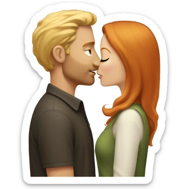 Tall blonde man kissing a redhead woman  sticker