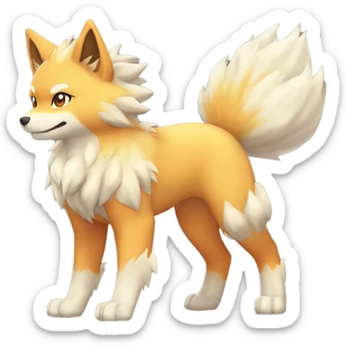 Colorful Shiny Kawaii Cute Arcanine—Vulpix-Ninetails-Shiba-Inu-Fakémon-Pokémon full body sticker