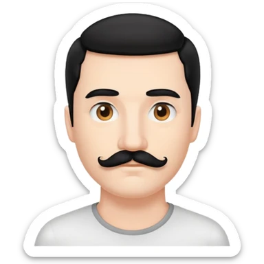 White mam with black square mustache and black hair  sticker