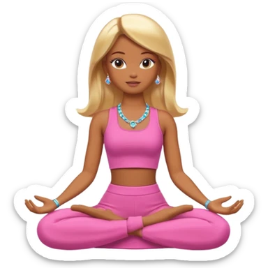 Brown skin blonde hair Barbie meditating  sticker