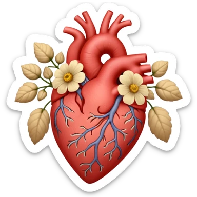 Anatomy heart + beige flowers sticker