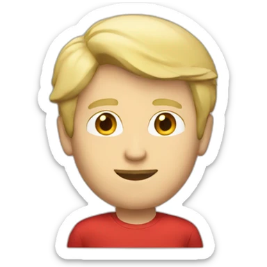 Professor medium length blonde hair man red shirt sticker