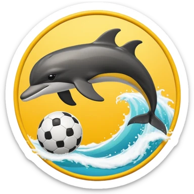 Yellow black dolphin cirkle wave soccerball sticker