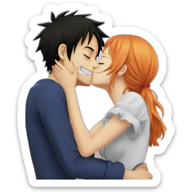 Luffy kissing nami sticker