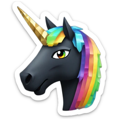 Minecraft Rainbow Black Unicorn Head With Diamond Horn sticker