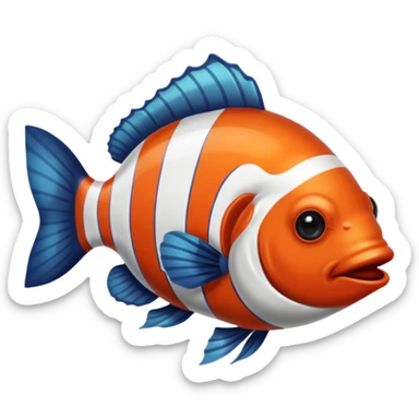 Poisson clown noir et blanc sticker