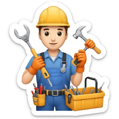 WORKER WITH REPAIR TOOLS sticker