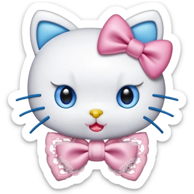 Hello-kitty hello-kitty with blue eyes and lacy silk bow sticking her tongue out sticker