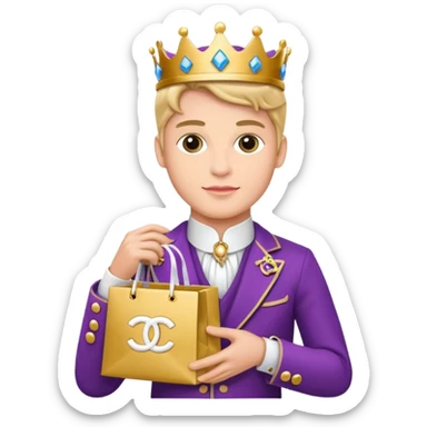 prince holding Chanel gift bags sticker