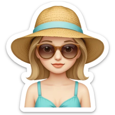 Pale skin girl with dark blonde hair on vacation sticker