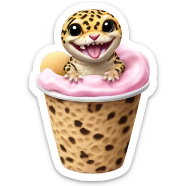 leopard gecko in an ice cream cup sticker
