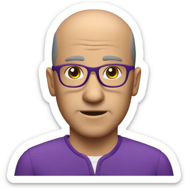 balding guy with glasses in all purple sui sticker