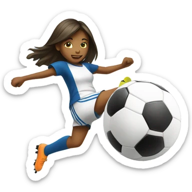 Girl kicking a soccer ball sticker