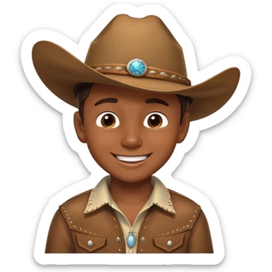 smiling boy in cowboy hat winking  sticker