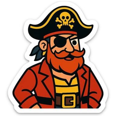 cartoonish pirate with eyepatch and hat sticker