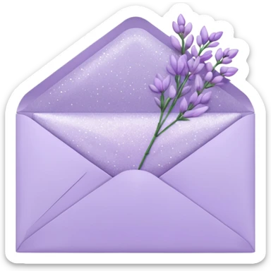a closed pastel lavender lilac flowers heart shiny sparkly glittery aesthetic romantic vintage envelope  sticker