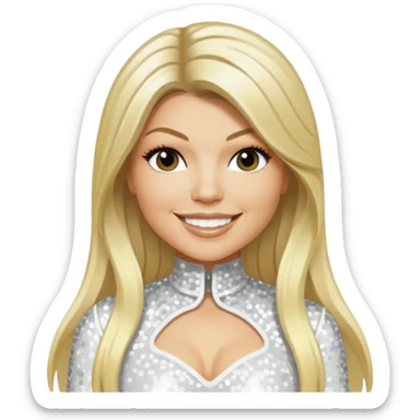 Fergie from Black Eyed Peas with long blonde hair, white sequin outfit  sticker