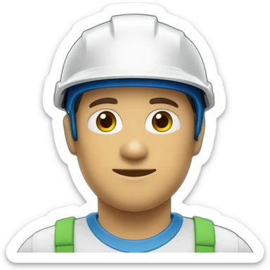 TÉCNICO CON CASCO DE SEGURIDAD Y PLAYERA AZUL CON VERDE  sticker