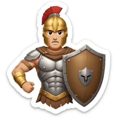 A spertan warrior shaking a shield writing "LAZY NOOB"on it sticker