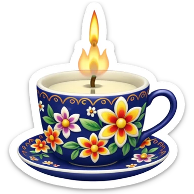flower patterned teacup candle sticker