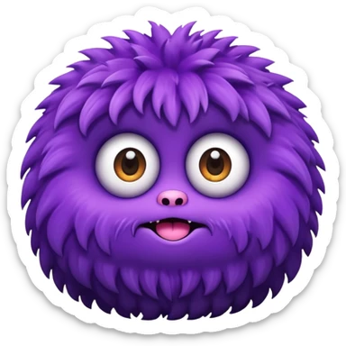 A round fluffy monster with big sparkling eyes sticker